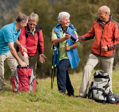 Group of older people walking